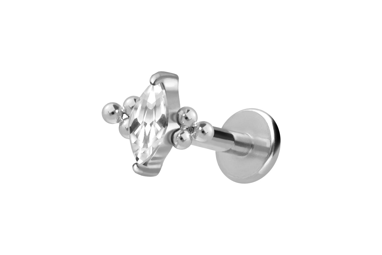 Titan Labret Piercing mit Innengewinde KRISTALLTROPFEN + 6 KUGELN